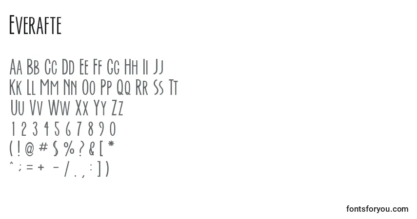 Schriftart Everafte – Alphabet, Zahlen, spezielle Symbole