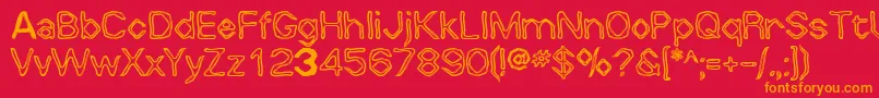 Whalw-Schriftart – Orangefarbene Schriften auf rotem Hintergrund