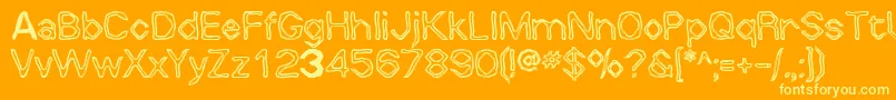Whalw-Schriftart – Gelbe Schriften auf orangefarbenem Hintergrund
