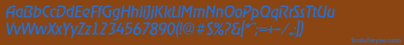 フォントOnstageserialItalic – 茶色の背景に青い文字