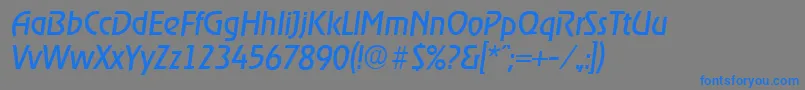 フォントOnstageserialItalic – 灰色の背景に青い文字