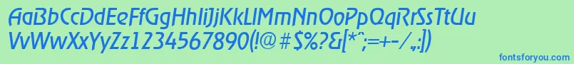 フォントOnstageserialItalic – 青い文字は緑の背景です。