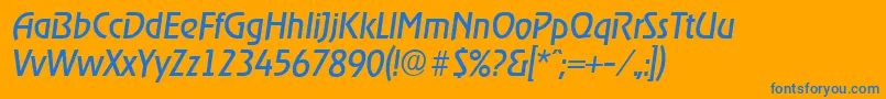 フォントOnstageserialItalic – オレンジの背景に青い文字