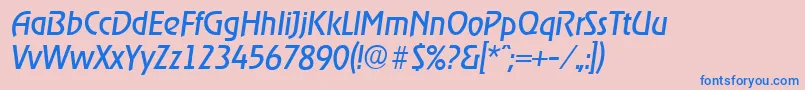 フォントOnstageserialItalic – ピンクの背景に青い文字