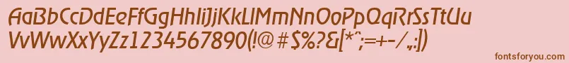 フォントOnstageserialItalic – ピンクの背景に茶色のフォント