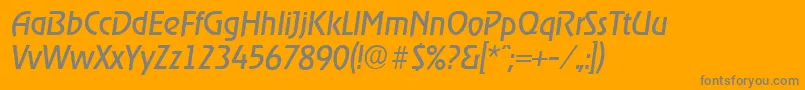 OnstageserialItalic-fontti – harmaat kirjasimet oranssilla taustalla