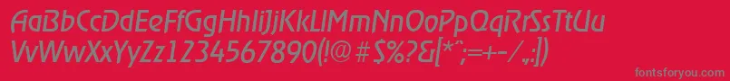 OnstageserialItalic-fontti – harmaat kirjasimet punaisella taustalla