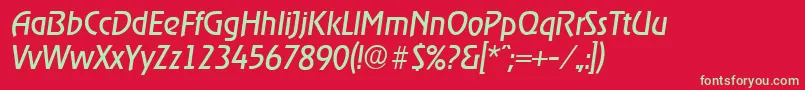 フォントOnstageserialItalic – 赤い背景に緑の文字