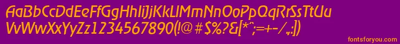 フォントOnstageserialItalic – 紫色の背景にオレンジのフォント