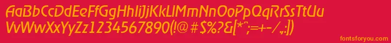 フォントOnstageserialItalic – 赤い背景にオレンジの文字