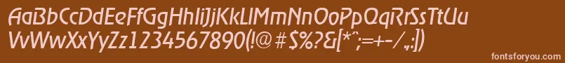OnstageserialItalic-fontti – vaaleanpunaiset fontit ruskealla taustalla
