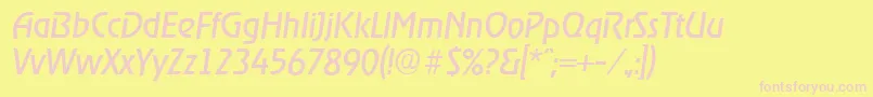 OnstageserialItalic-fontti – vaaleanpunaiset fontit keltaisella taustalla