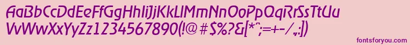 OnstageserialItalic-fontti – violetit fontit vaaleanpunaisella taustalla