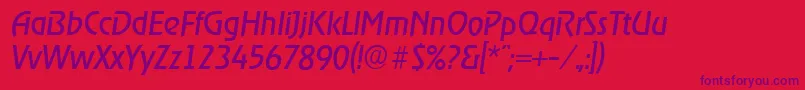 OnstageserialItalic-fontti – violetit fontit punaisella taustalla