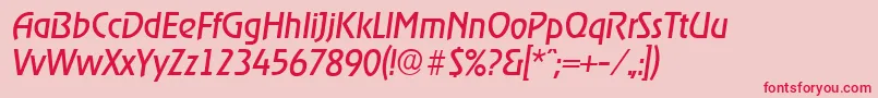 フォントOnstageserialItalic – ピンクの背景に赤い文字
