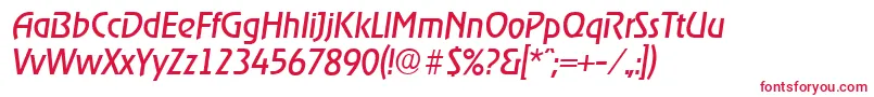 フォントOnstageserialItalic – 白い背景に赤い文字