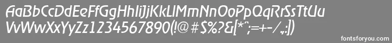 OnstageserialItalic-fontti – valkoiset fontit harmaalla taustalla