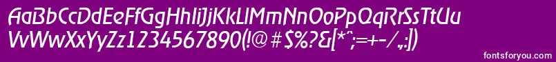 OnstageserialItalic-fontti – valkoiset fontit violetilla taustalla