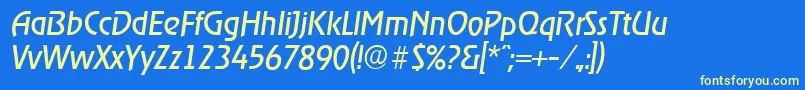 OnstageserialItalic-fontti – keltaiset fontit sinisellä taustalla