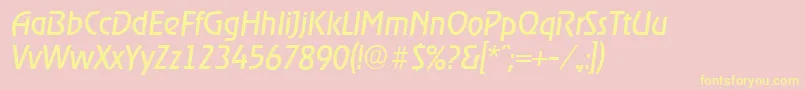 OnstageserialItalic-fontti – keltaiset fontit vaaleanpunaisella taustalla