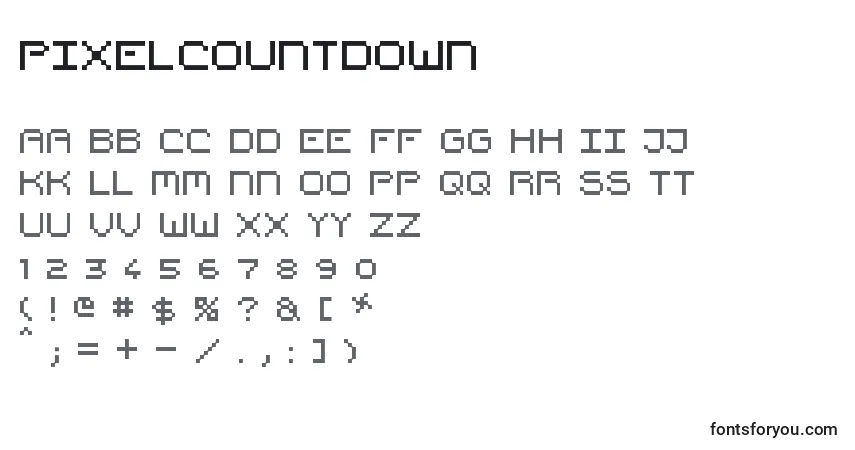 PixelCountdown-fontti – aakkoset, numerot, erikoismerkit