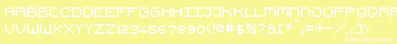PixelCountdown-Schriftart – Weiße Schriften auf gelbem Hintergrund