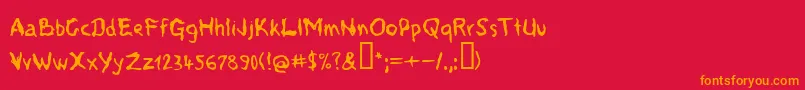 フォントVoodooSpirits – 赤い背景にオレンジの文字