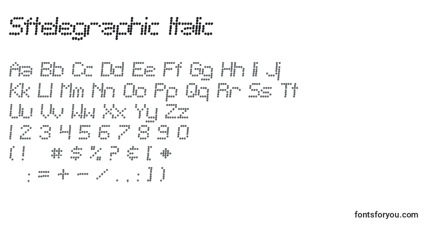 Шрифт Sftelegraphic Italic – алфавит, цифры, специальные символы