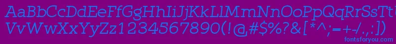 フォントQlarendonItalic – 紫色の背景に青い文字