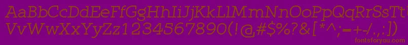 フォントQlarendonItalic – 紫色の背景に茶色のフォント