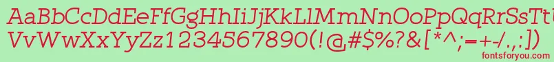 QlarendonItalic-fontti – punaiset fontit vihreällä taustalla