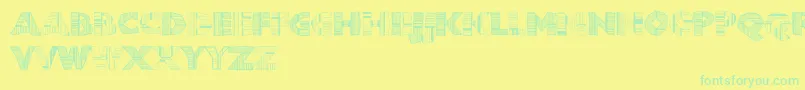 Chunkoblockodroppocapo Font – Green Fonts on Yellow Background