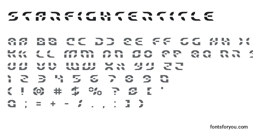 Czcionka Starfightertitle – alfabet, cyfry, specjalne znaki