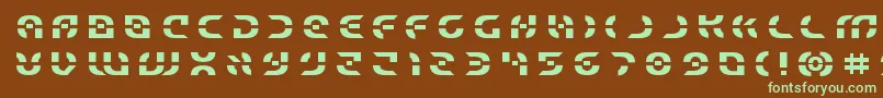 フォントStarfightertitle – 緑色の文字が茶色の背景にあります。