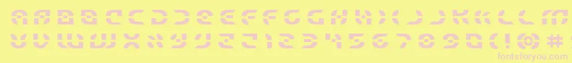 Starfightertitle-fontti – vaaleanpunaiset fontit keltaisella taustalla