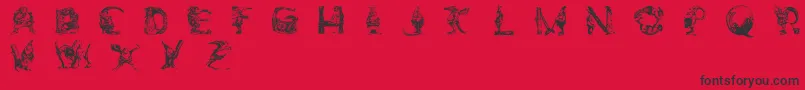 フォントElfabetDecorative – 赤い背景に黒い文字