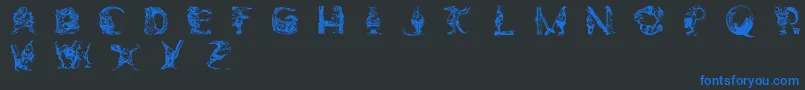 Czcionka ElfabetDecorative – niebieskie czcionki na czarnym tle