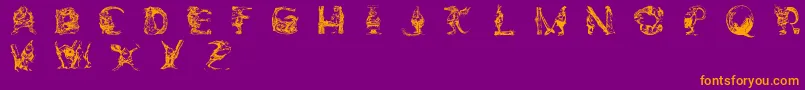 fuente ElfabetDecorative – Fuentes Naranjas Sobre Fondo Morado