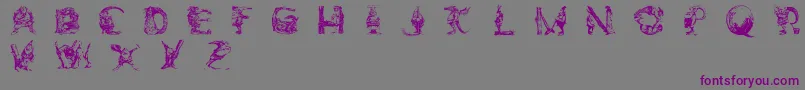 ElfabetDecorative-Schriftart – Violette Schriften auf grauem Hintergrund