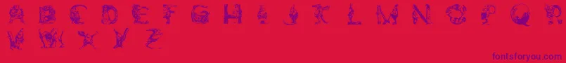 ElfabetDecorative Font – Purple Fonts on Red Background