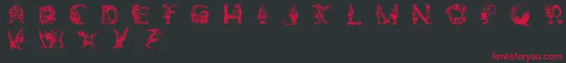 Saiba mais sobre a fonte ElfabetDecorative Fonte ElfabetDecorative – fontes vermelhas em um fundo preto