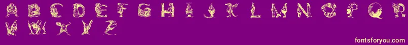 Saiba mais sobre a fonte ElfabetDecorative Fonte ElfabetDecorative – fontes amarelas em um fundo roxo