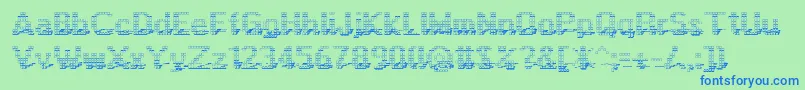 Display3Dotf-fontti – siniset fontit vihreällä taustalla