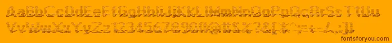 Display3Dotf-Schriftart – Braune Schriften auf orangefarbenem Hintergrund