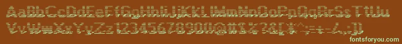 フォントDisplay3Dotf – 緑色の文字が茶色の背景にあります。