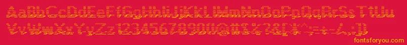 Display3Dotf-fontti – oranssit fontit punaisella taustalla