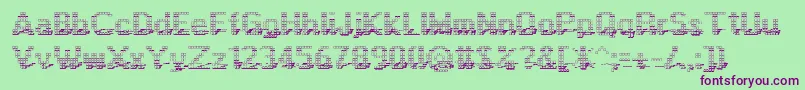 Display3Dotf-fontti – violetit fontit vihreällä taustalla