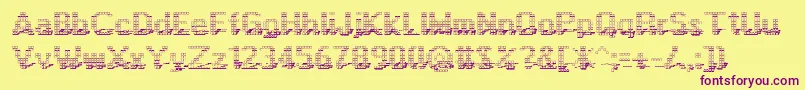 Display3Dotf-fontti – violetit fontit keltaisella taustalla