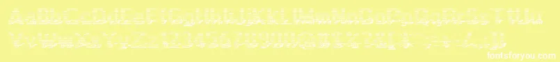 Display3Dotf-Schriftart – Weiße Schriften auf gelbem Hintergrund