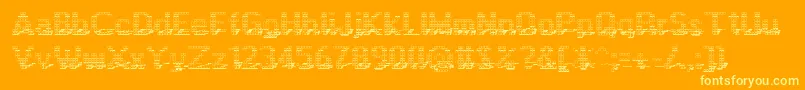 Display3Dotf-Schriftart – Gelbe Schriften auf orangefarbenem Hintergrund